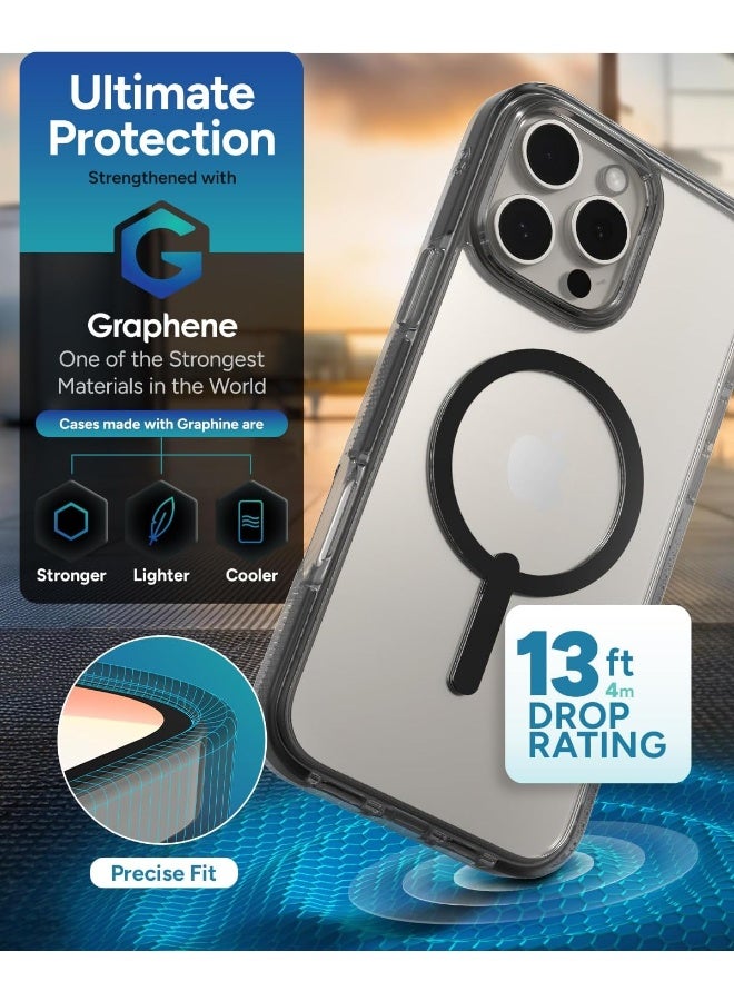 زاج غطاء سانتا كروز سناب المعزز بالجرافين متوافق مع ماج سيف، مقاوم للاصفرار، مقاوم للخدوش، تصميم نحيف، غطاء خلفي مضاد للصدمات (16 برو ماكس) أسود - Image 4