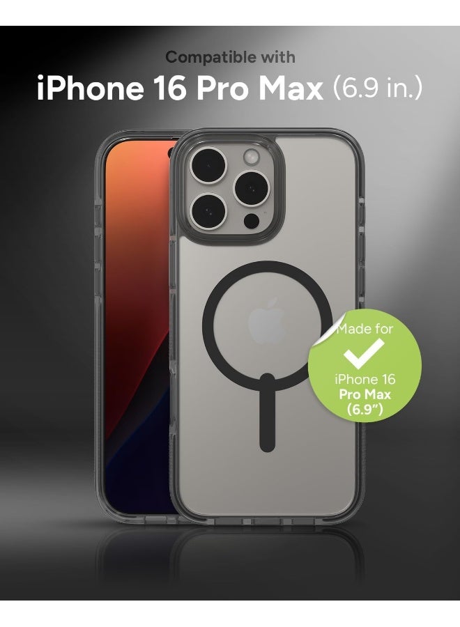 زاج غطاء سانتا كروز سناب المعزز بالجرافين متوافق مع ماج سيف، مقاوم للاصفرار، مقاوم للخدوش، تصميم نحيف، غطاء خلفي مضاد للصدمات (16 برو ماكس) أسود - Image 2