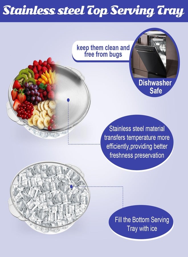YEXEXINM 3 Set Chilled Serving Tray for Parties with Compartments, 11.8" Ice Chilled Party Platter, Ice Serving Board with 3 Tongs 10 Forks, Cold Dish Dip for Fruit,Veggies, Appetizer, Shrimp Cocktail - Image 4