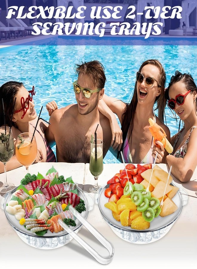 YEXEXINM 3 Set Chilled Serving Tray for Parties with Compartments, 11.8" Ice Chilled Party Platter, Ice Serving Board with 3 Tongs 10 Forks, Cold Dish Dip for Fruit,Veggies, Appetizer, Shrimp Cocktail - Image 5