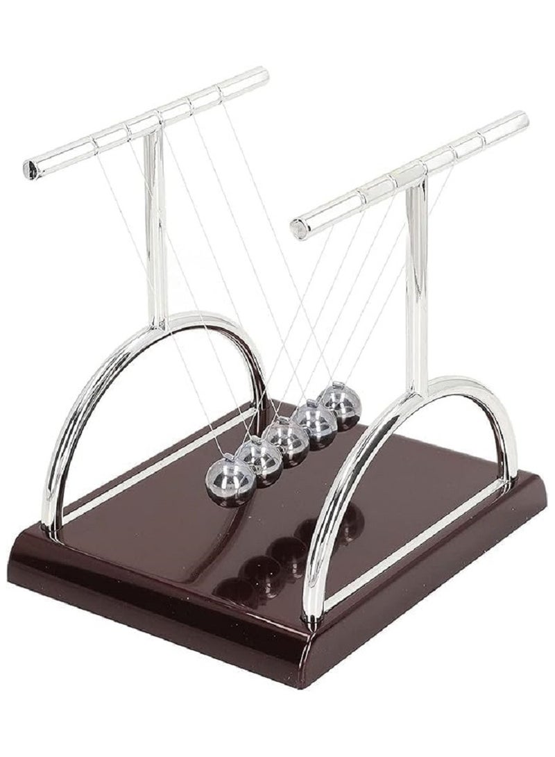 Newton's Pendulum Metal Cradle with Balance Ball and Swing with Polished Plastic Base (10cm) - Image 1
