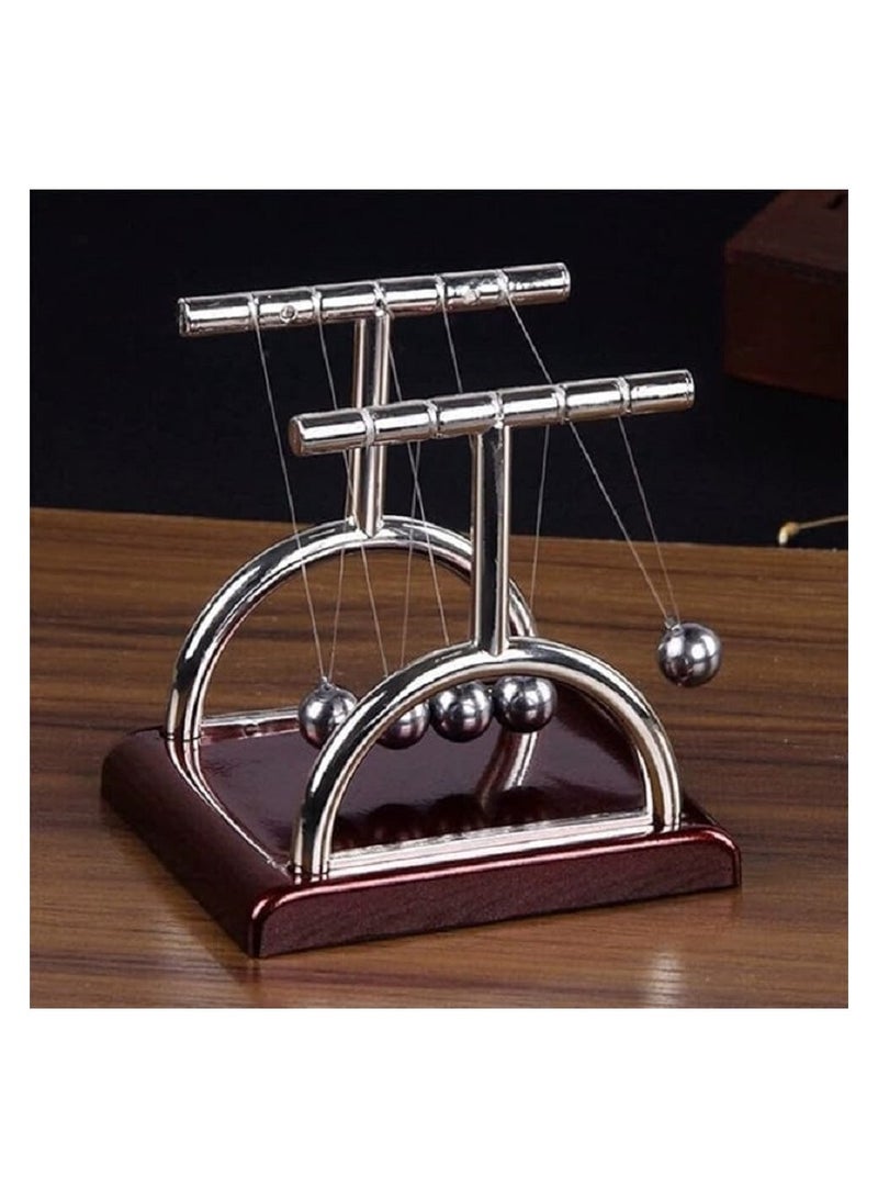 Newton's Pendulum Metal Cradle with Balance Ball and Swing with Polished Plastic Base (10cm) - Image 2