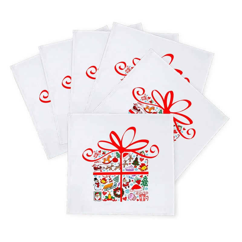 Khakee 6 Pcs Christmas Theme Silk Table Napkins 10x 10 for Xmas Decoration Christmas OrnamentsChristmas Giftxmas21755 - Image 2