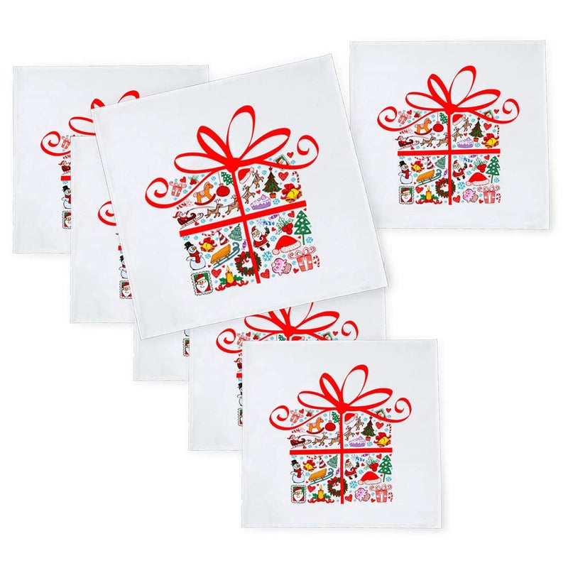 Khakee 6 Pcs Christmas Theme Silk Table Napkins 10x 10 for Xmas Decoration Christmas OrnamentsChristmas Giftxmas21755 - Image 1