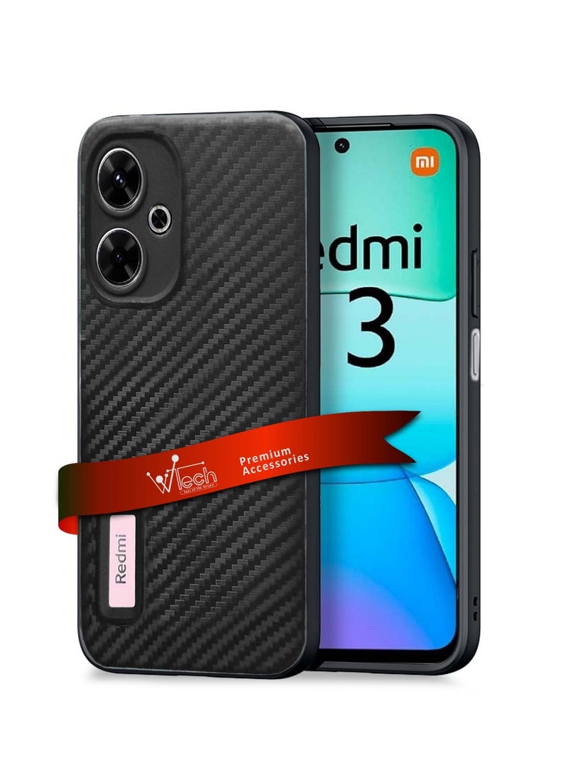 Wtech Liquid Silicone Carbon Fiber Texture Case Cover For Xiaomi Redmi 13 4G / 5G 2024 Black - Image 1