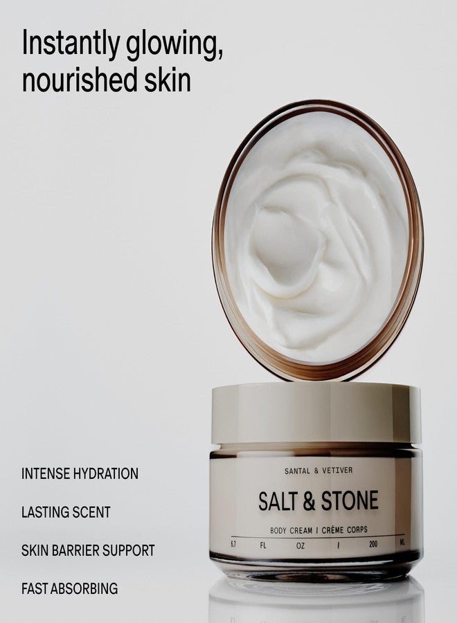 Salt & Stone Body Cream - Santal & Vetiver | Hydrating Formula with Seaweed Extracts, Spirulina & Squalane | Deep Hydration, Skin Barrier Support & Healthy Glow | for all Skin Types (6.7 fl oz) - Image 2