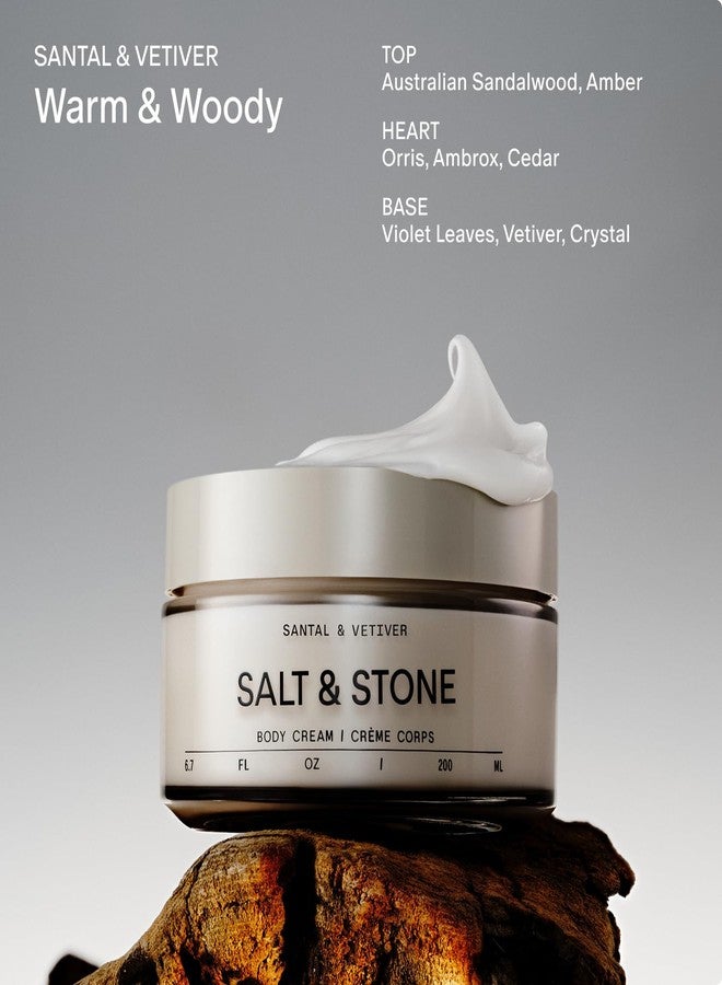 Salt & Stone Body Cream - Santal & Vetiver | Hydrating Formula with Seaweed Extracts, Spirulina & Squalane | Deep Hydration, Skin Barrier Support & Healthy Glow | for all Skin Types (6.7 fl oz) - Image 3