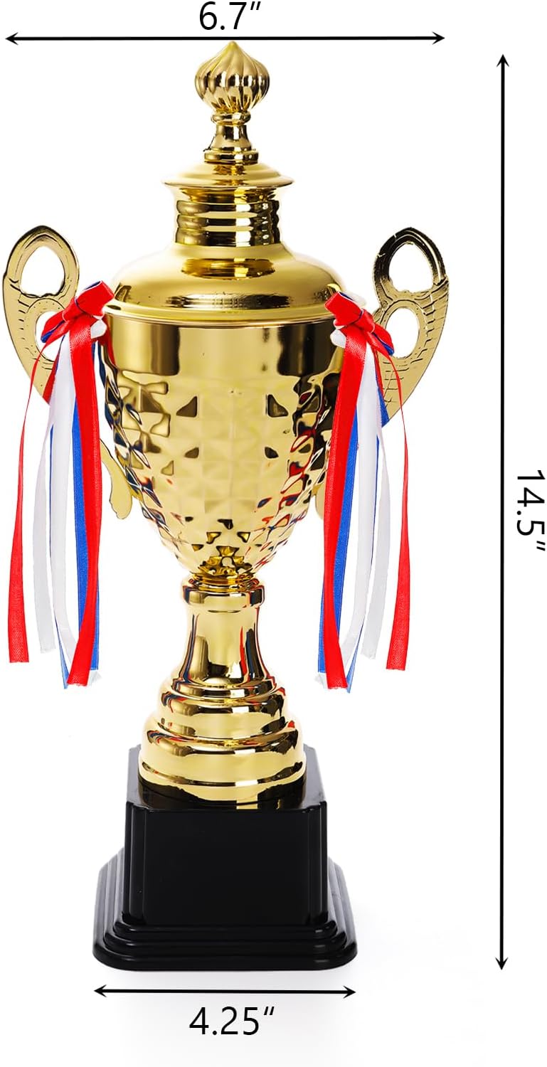 Fasmov Large Trophy Cup, Gold Trophy Award Cup for Sports, Tournaments, Competitions, 1st Place Award, Ceremony Celebration Party Gift, 14.5 inches - Image 1