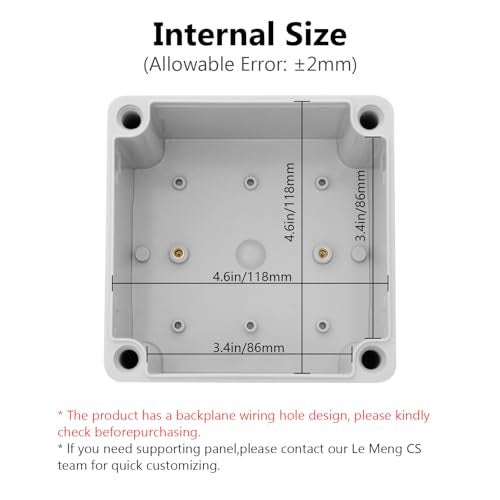 LeMotech Junction Box IP67 Waterproof Dustproof ABS Plastic Project Box for Electrical Outdoor Enclosure Gray 4.9 x 4.9 x 3 inch (125 x 125 x 75 mm) - Image 3
