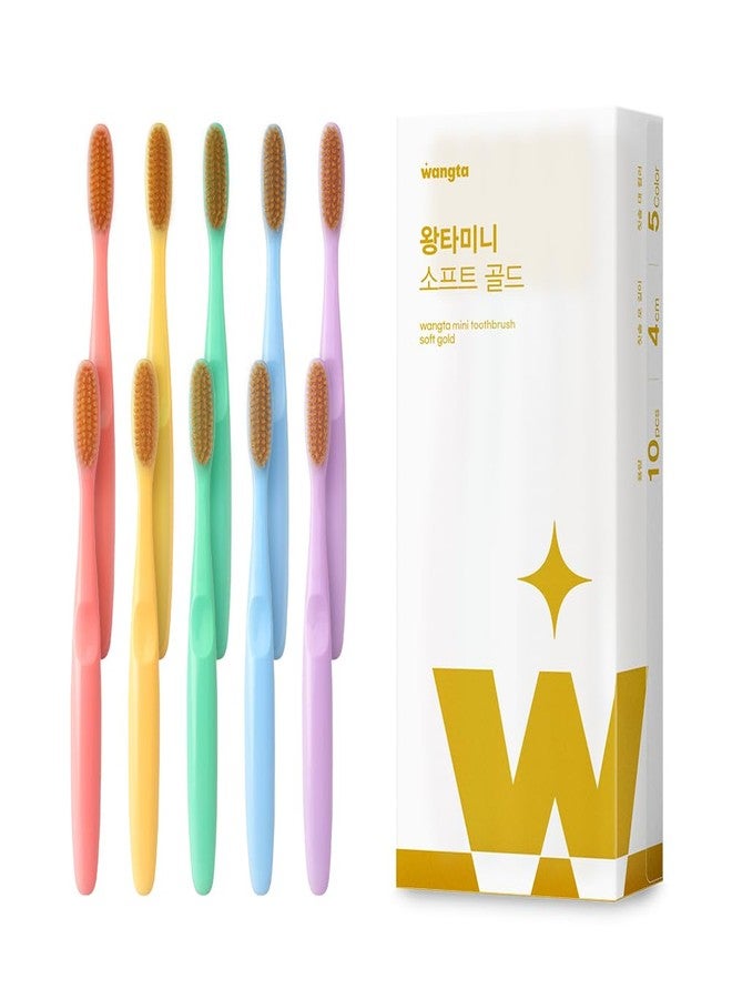 WANGTA Mini Gold – Extra Soft Large Toothbrush – 1.4 inch (3.5 cm Head | 3,200 Ultra-Fine Bristles for Sensitive Gums | Premium Korean Toothbrush (10 Pack - Image 1