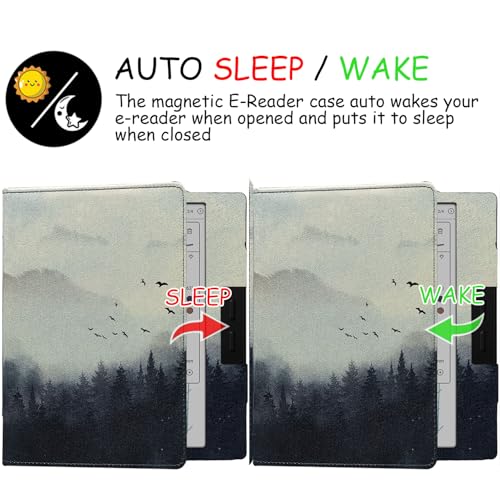 GOVTVA Double Stand Case for 7'' Onyx Boox Go 7 / Boox Tablet Go Color 7 (Gen II/Gen I 2025/2024) /Boox Page Cover with Elastic Pen Holder/Auto Sleep&Wake/Double Hand Strap (Misty Forest) - Image 5