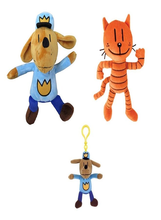 MerryMakers Petey Cat & Dog Man Plush Toy Backpack Pull Set, from Dav Pilkey's Book Series - Image 1
