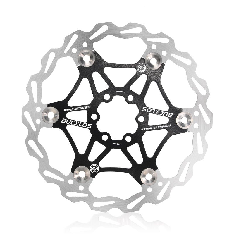 BUCKLOS 160mm 180mm 203mm Floating Disc Brake Rotor, Stainless Steel MTB Brakes Rotors with 6PC Bolts, Ultra-light Floating Disc Rotor fit Mountain Bike Road Bikes BMXï¼ˆBlackã€Redï¼‰ - Image 1