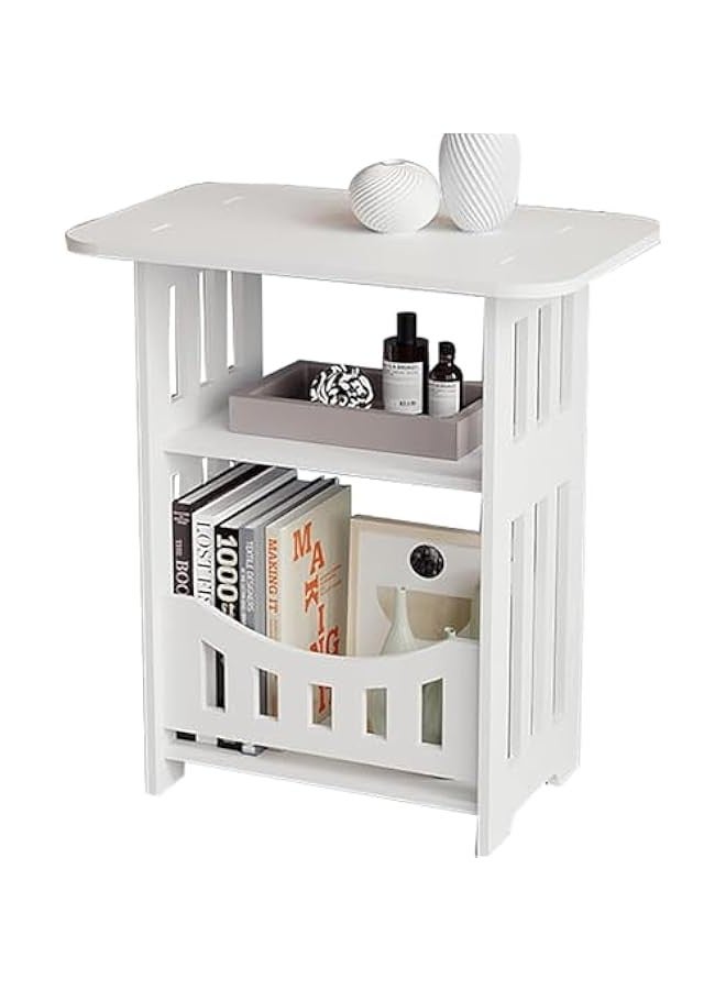 TRASSLE Durku Simple Bedside Tables Small Nightstand for Bedroom, Bedside, Nightstands Storage Shelf, Sofa Table for Small Space,Double Layer  - Image 1