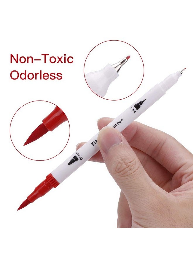 Tihoo Dual Tip Brush Markers, 12 Colors Art Pens Set with Fine Tip and Brush Tip, Artist Watercolor Pens for Kids Adult Drawing Illustration Noting Hand Lettering Calligraphy, Felt Tip Journal Pens - Image 5