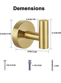 GoldenLike  خطاف حائط عالي التحمل، 2 عبوة من خطافات المناشف المصنوعة من الفولاذ المقاوم للصدأ 304، خطافات معطف الحمام، خطاف سميك مثبت على الحائط، لمطبخ الحمام  - Image 2