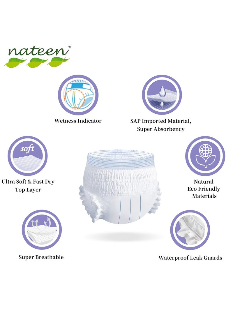 هوسبين حفاضات ناتين هوسبين سوبريم لسلس البول للبالغين للنساء والرجال، حفاضات سحب للبالغين مقاس XL، سراويل فترة للنساء. مقاس الخصر 147-172 سم، 14 قطعة من حفاضات سراويل الليل للبالغين. - Image 4