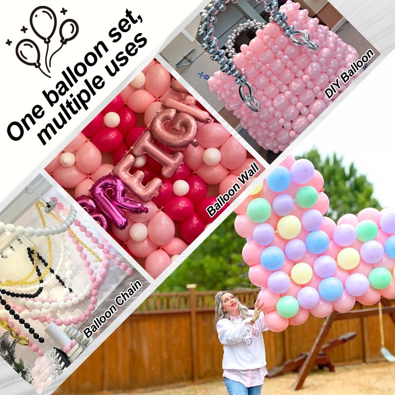 Govpy Pastel Pink Linking Balloons, 100PCS 6 Inch Small Baby Pink Link Balloons for Making Balloon Wall Heart Arch, Quick Linked Balloon for Girls Wedding Birthday Baby Shower Valentine's Party Decorations - Image 3
