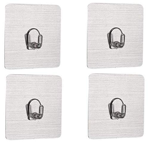 Density Collection Plastic Wall Hooks Utility Towel Bathrobe Coats, Bathroom Kitchen Waterproof and Oil Proof Nail Free Transparent Heavy Duty Wall Hook & Ceiling Hanger- 8 Kg Capicity Each Hook (4) - Image 1