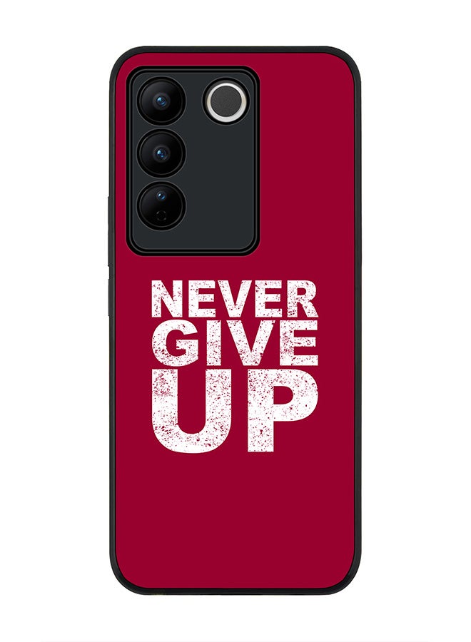 Stylizedd Rugged Black Edge case for Vivo V27 / Vivo V27 Pro / Vivo S16, Slim fit Soft Flexible Rubber Edges Anti Drop Cover - Never ever give up - Image 1