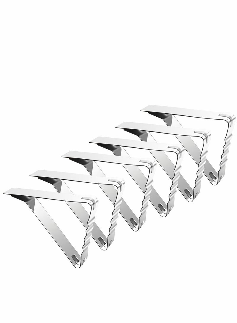 Excefore Tablecloth Holders Clip, Flexible Picnic Table Clips, Stainless Steel Table Cloth Cover Clamps, Heavy Duty Table Cloth Holders Ideal for Restaurant Weddings Graduation Party 6 Pack - Image 1