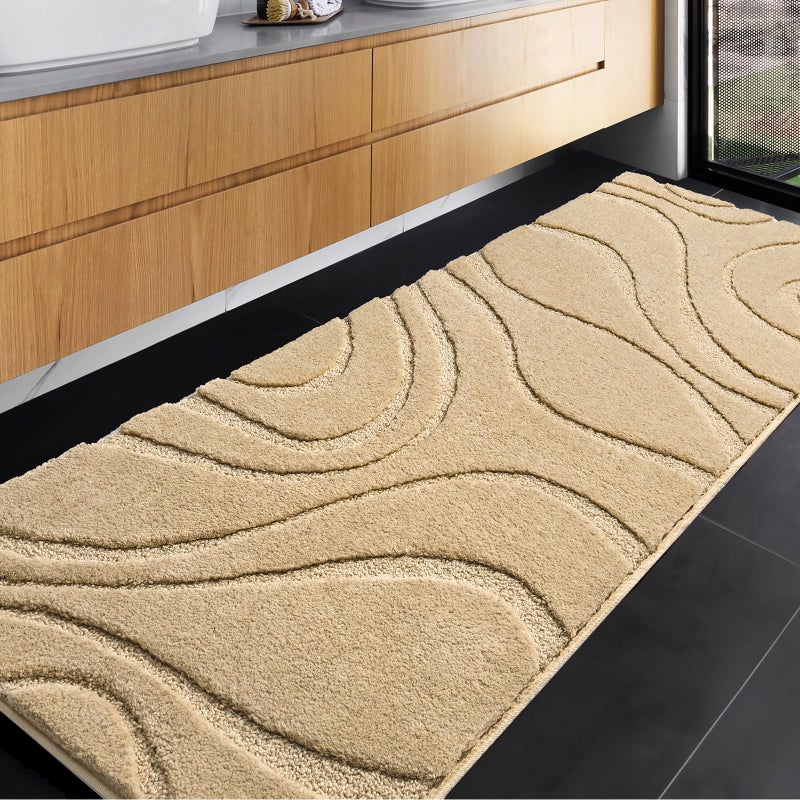DEXDE Bathroom Rugs Runner 24 x 72 Inch Extra Long Bathroom Rug NonSlip Machine Washable Bath Mats Beige Soft Carpets for Floor Tub and Shower Home Decor Accessories