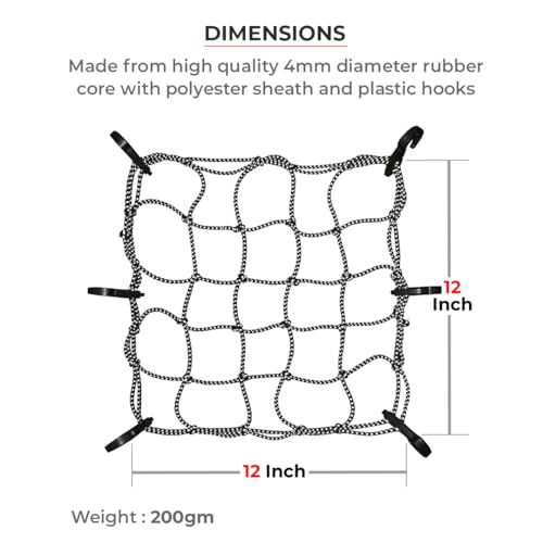ViaTerra Reflective Bungee Tie Down Net (12" x 12") I Cargo net for Bike and Motorcycle Luggage I Essential Riding Accessories for Bikers - Image 4