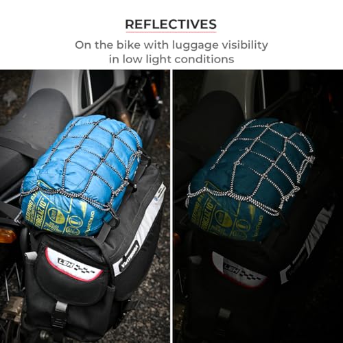 ViaTerra Reflective Bungee Tie Down Net (12" x 12") I Cargo net for Bike and Motorcycle Luggage I Essential Riding Accessories for Bikers - Image 3