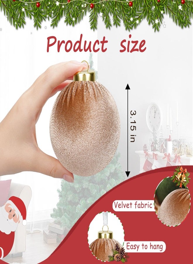 Phoncoo 15 Pcs Velvet Christmas Ornaments Ball, 3.15" Christmas Tree Decorations Set, Shatterproof Hanging Xmas Ornaments for Christmas Tree - Green Brown Neutral - Image 2