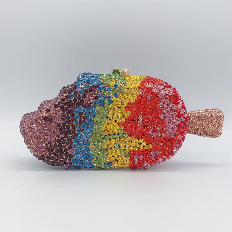 Carefully Selected Popsicle Ice Cream Diamond Dinner Bag Diamond Gem Bag Small Red Fashion Banquet Clutch Bag - Image 1