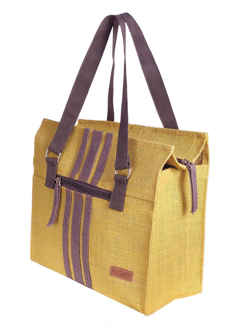 Foonty Eye Candy Daily use Men/Women Jute Lunch Bag(Yellow,FFFWB6017A) - Image 1