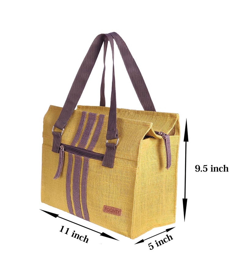 Foonty Eye Candy Daily use Men/Women Jute Lunch Bag(Yellow,FFFWB6017A) - Image 3