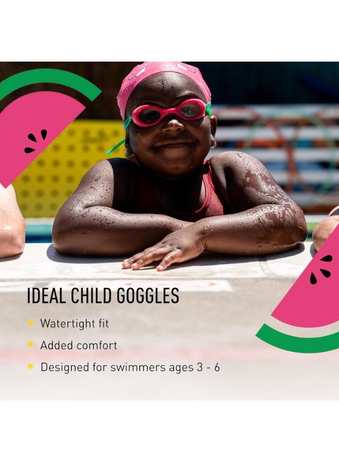 FINIS Fruit Basket Kids Scented Swim Goggles - For Ages 3-6 - Anti-Fog - UV Protection - Soft Silicone Fit - Watermelon - Image 3