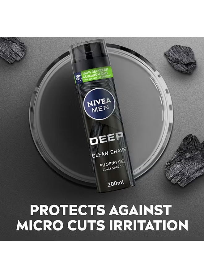 Nivea MEN DEEP Clean Shave Shaving Gel, Antibacterial Black Carbon black 200ml - Image 1