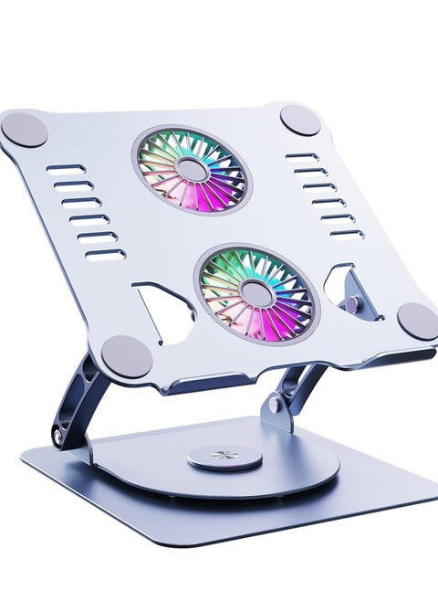 Laptop Stand, Adjustable Cooling Pad, 360 Degree Rotation, Aluminum Cooler Stand for Desk, Multi-Angle Compatible with MacBook Air Pro, All Notebooks 10-15.6"