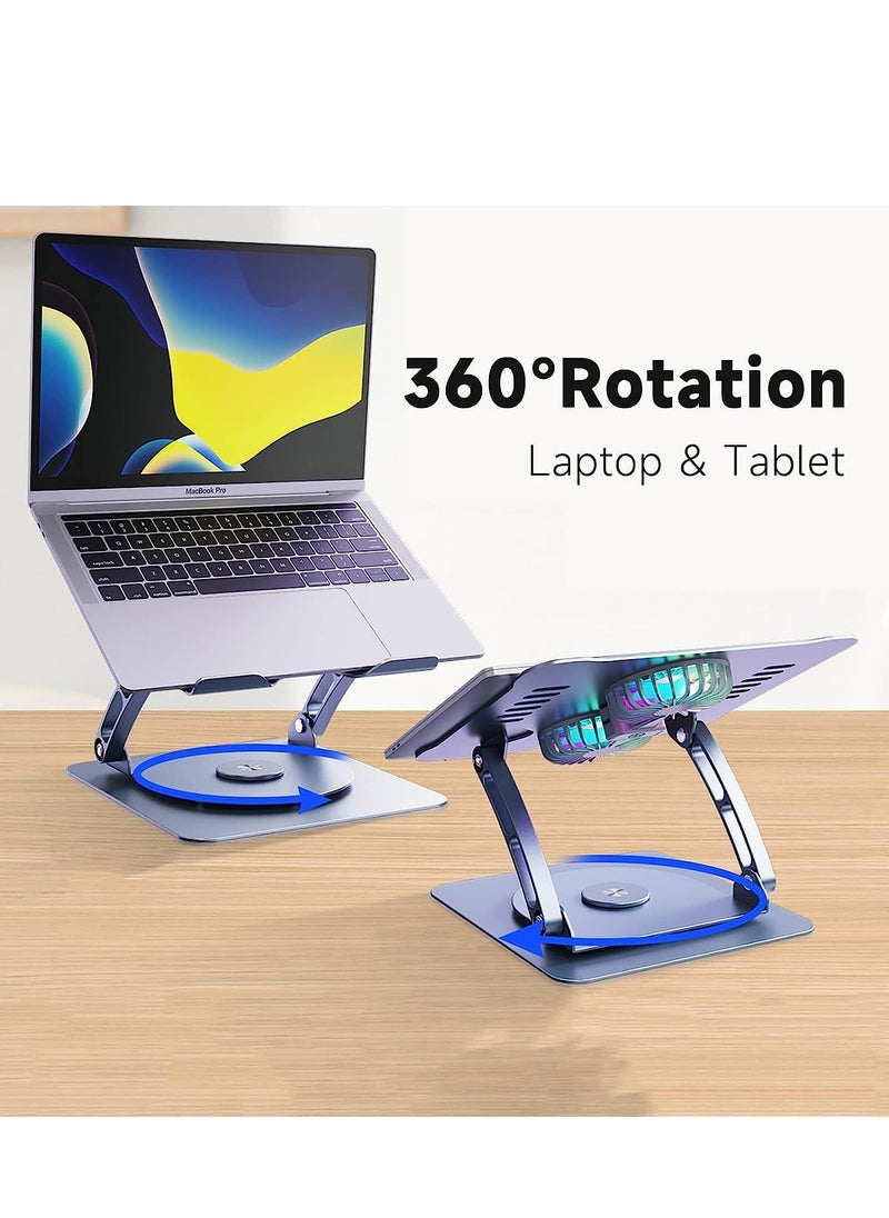 Laptop Stand, Adjustable Cooling Pad, 360 Degree Rotation, Aluminum Cooler Stand for Desk, Multi-Angle Compatible with MacBook Air Pro, All Notebooks 10-15.6"