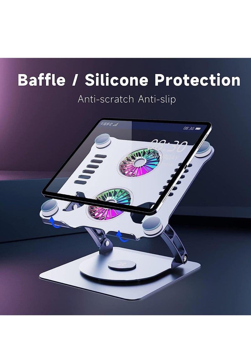 Laptop Stand, Adjustable Cooling Pad, 360 Degree Rotation, Aluminum Cooler Stand for Desk, Multi-Angle Compatible with MacBook Air Pro, All Notebooks 10-15.6"