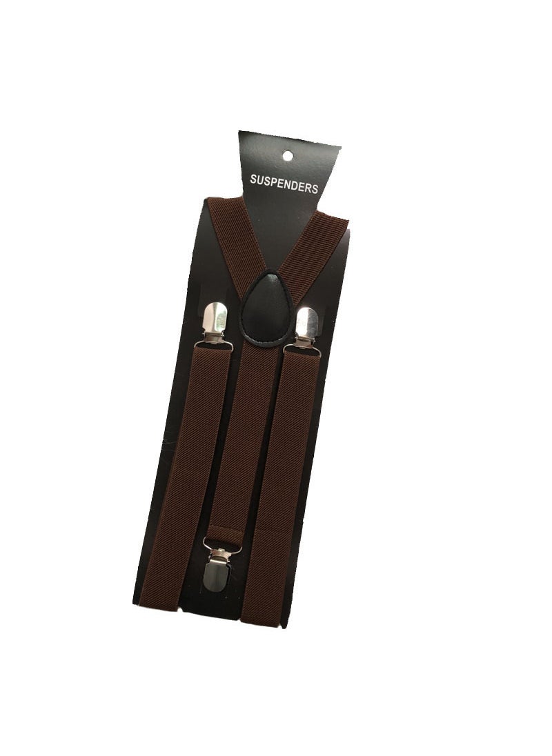 Generic 2.5 Multi-color Unisex Suspenders High-Elasticity Clips Coffee 