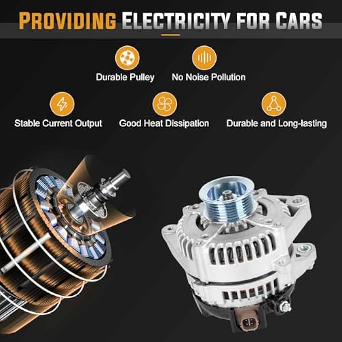 ILONPA Alternator Replacement Compatible with 2004 2005 2006 2007 Toyota Highlander 3.3L, 2004-2006 Toyota Sienna Lexus RX330 3.3L Replace 400-52140R 104210-3750 - Image 5