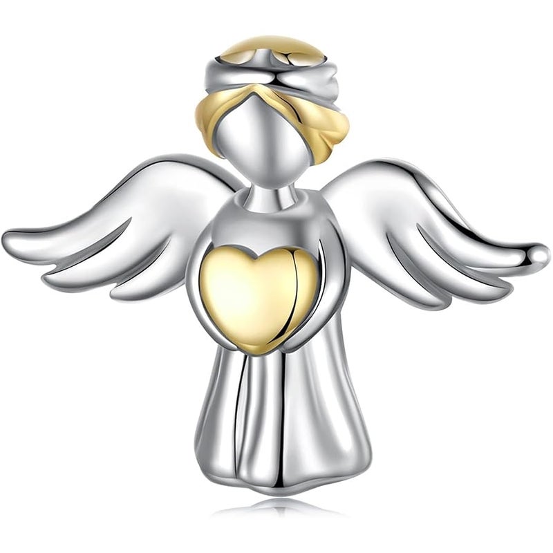 وستو Love Angle Charms 925 Sterling Silver Love Heart Hand in Hand Angle four Leave Clover Baby Feet Charms for Women - Image 1