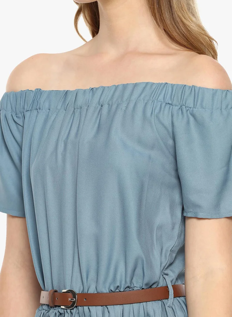 Pinacolada  Women's Icy Blue Pleated Midi Dress for Women | Best Price UAE