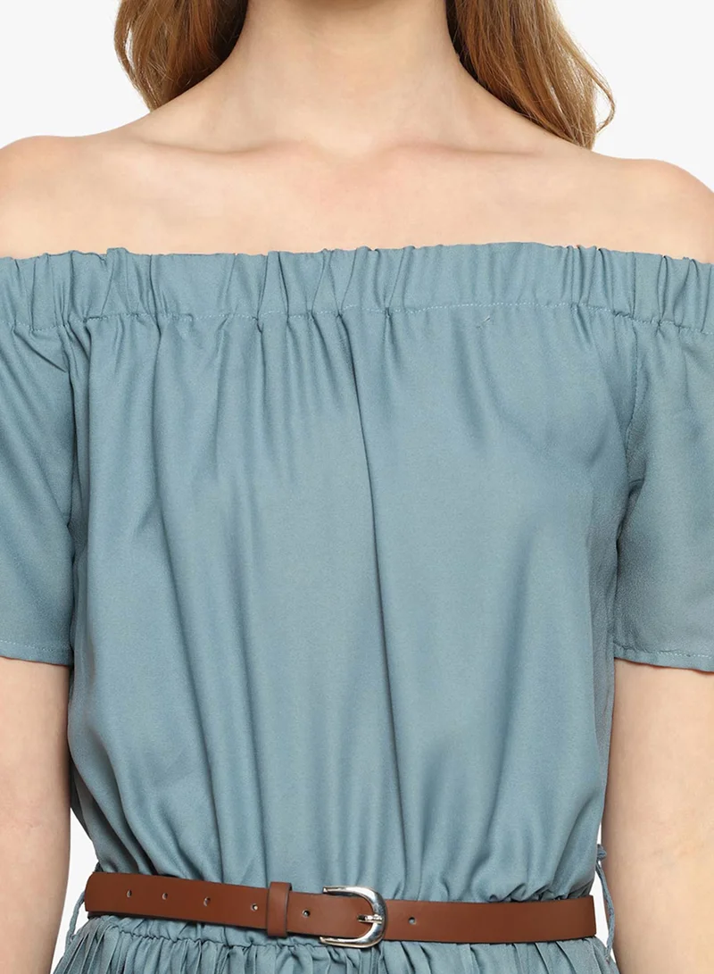 Pinacolada  Women's Icy Blue Pleated Midi Dress for Women | Best Price UAE