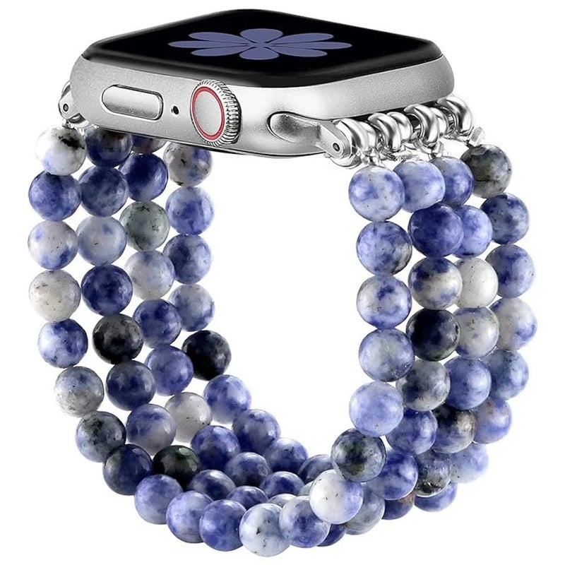 Bluejw Handmade Beaded Elastic Stretch Bracelet Replacement Watch Strap for Apple Watch & Fitbit 38mm 42mm – Comfortable, Adjustable Wristband Band - Image 4
