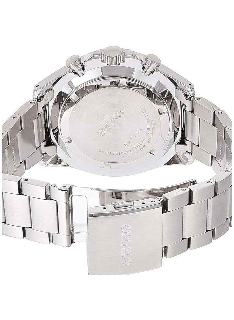 Seiko سايكو SSB379P1 ساعة كرونوغراف للرجال - قرص أسود، سوار من الفولاذ المقاوم للصدأ، مقاومة للماء حتى 100 متر - Image 4