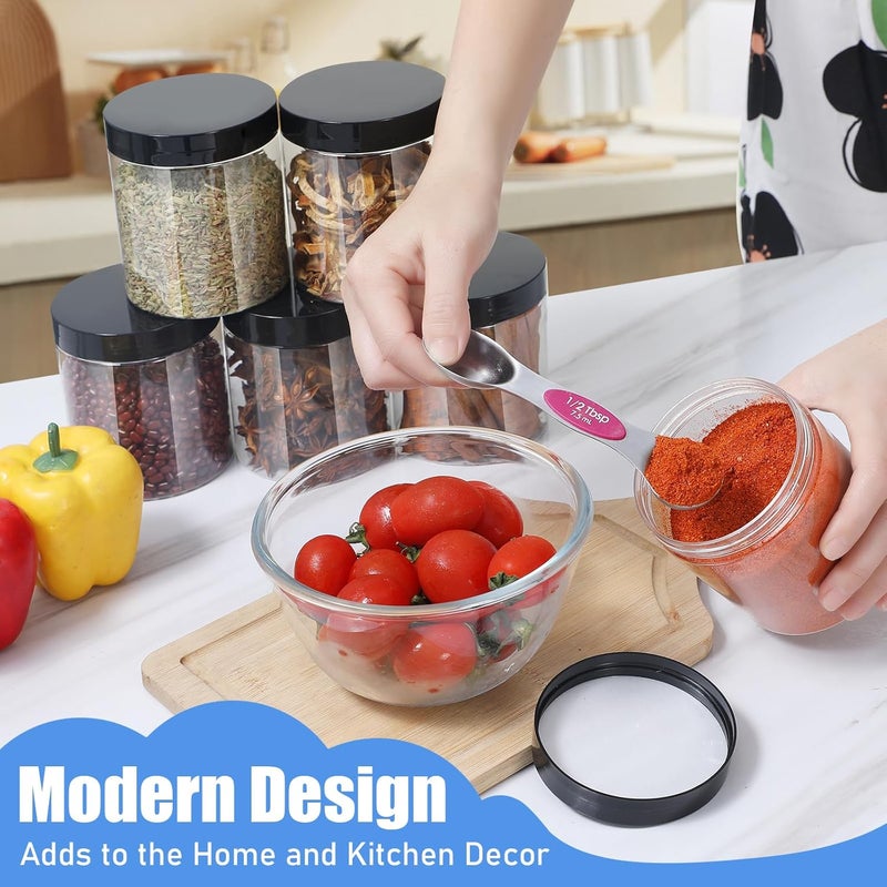 CrazyStorey Plastic Jars with Lids,Airtight Container Ideal For Dry Food, Honey Jam, Peanut Butter,Cosmetics, Cream, Bathroom and Storage Included Extra Label and A Pen (30 PCS Black Lids) - Image 4