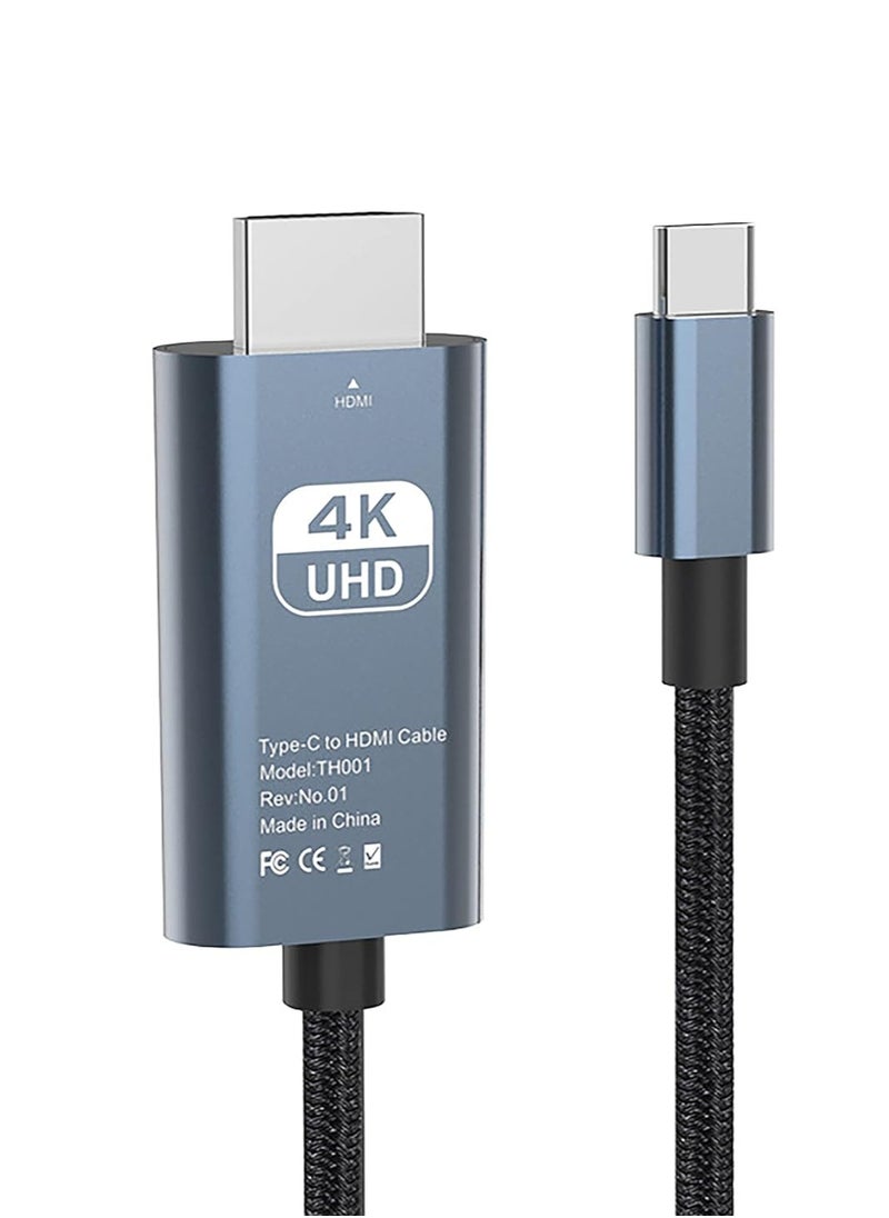هيكسابيكس كابل USB Type C إلى HDMI مضفر من النايلون بدقة فائقة 4K@60Hz للهواتف المحمولة والأجهزة اللوحية وأجهزة iPad وأجهزة الكمبيوتر المحمولة بطول 2 متر (6.6 قدم)  - Image 1