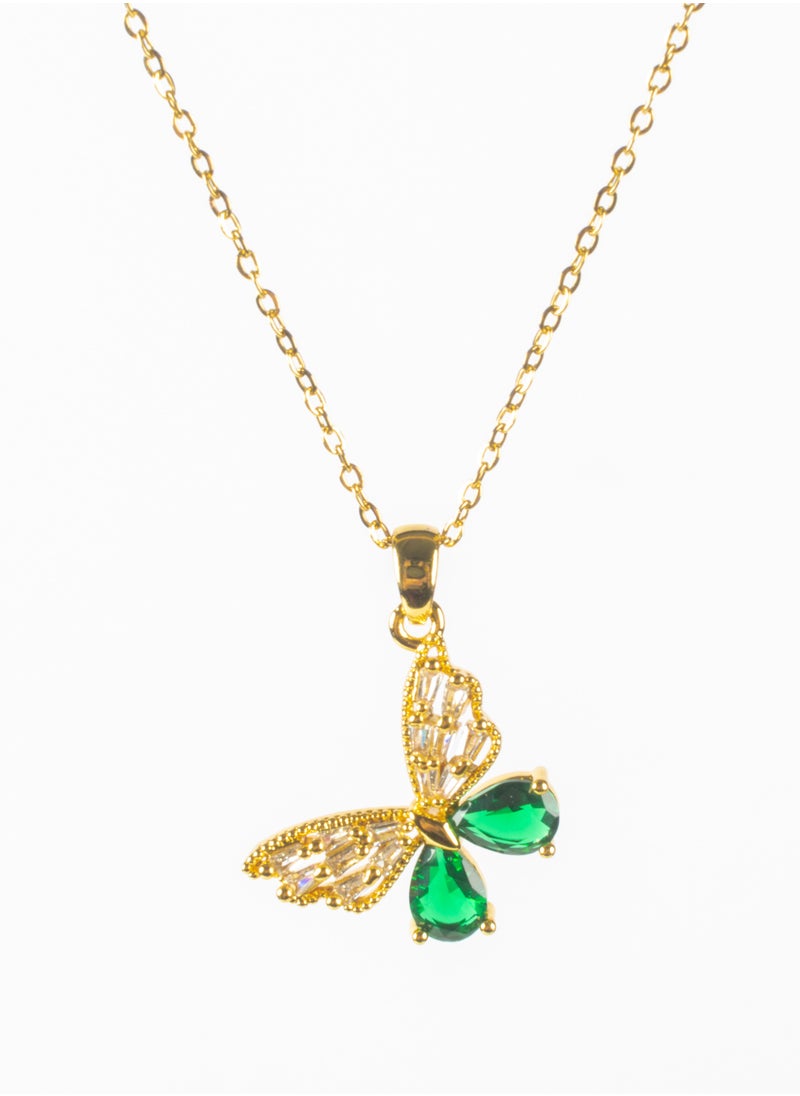 The Black Pearl Accessories - Stainless Steel Necklace with a Zirconic Butterfly Pendant - Image 1