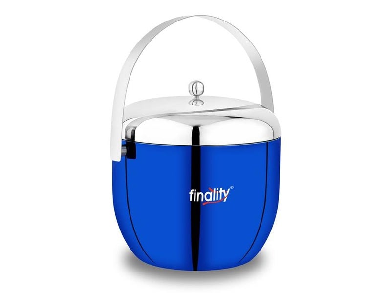 FINALITY Blue Apple Shape Stainless Steel Ice Bucket with Lid 18L Mirror Finish Ideal for Home Bar Accessories Perfect Ice Box Bar Accessories for Home Mini bar for Home Cooler Box - Image 1