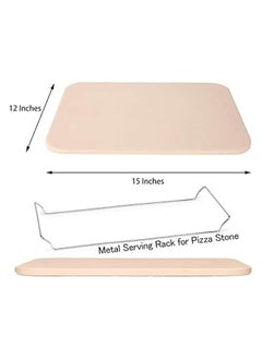erorex Pizza Stone Set for Oven and Grill, Large 15 X 12 Inches Square Ceramic Pizza Grilling Stone Oven Baking Stone with Serving Rack  - Image 2