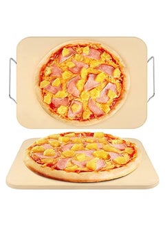 erorex Pizza Stone Set for Oven and Grill, Large 15 X 12 Inches Square Ceramic Pizza Grilling Stone Oven Baking Stone with Serving Rack  - Image 1